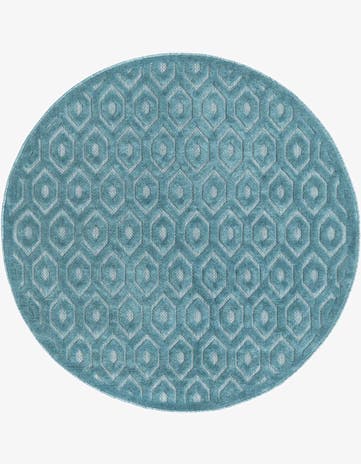 5' 3 x 5' 3 Easy-Clean Trellis Textured Indoor / Outdoor Round Rug