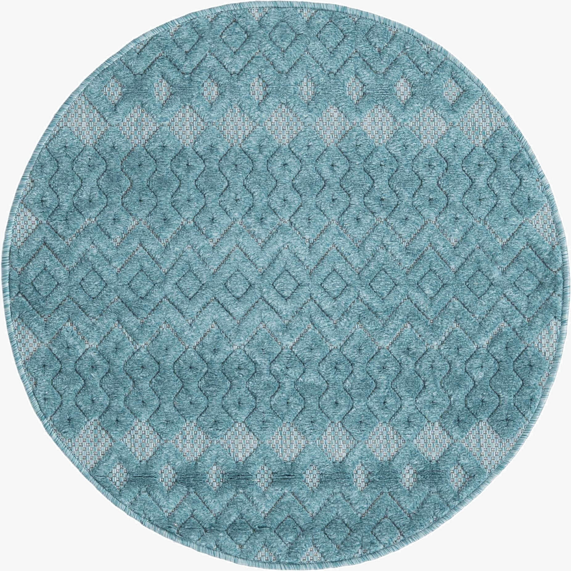 Primary image 3' x 3'  Washable Trellis Textured Indoor / Outdoor Round Rug