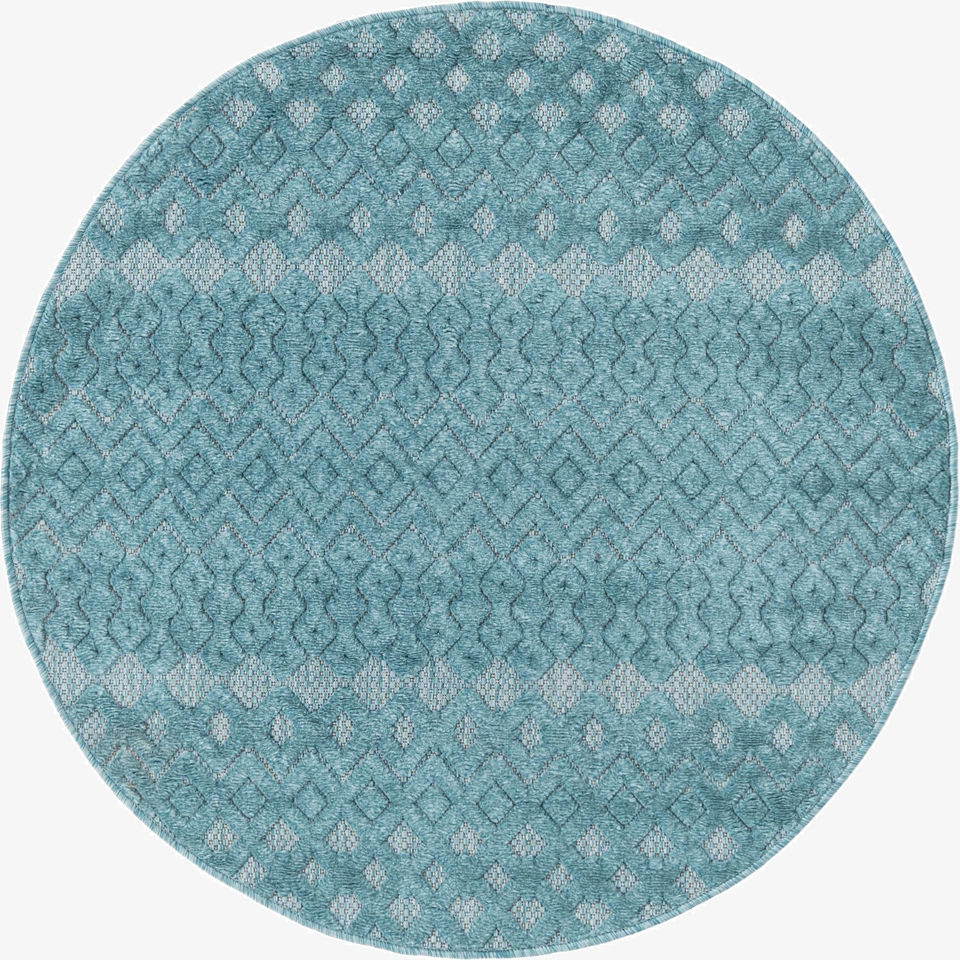 4' x 4'  Washable Trellis Textured Indoor / Outdoor Round Rug