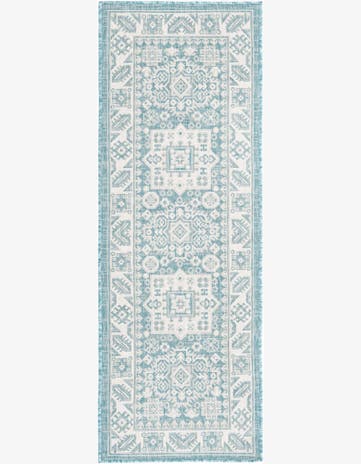 Aqua Easy-Clean Aztec Indoor / Outdoor Runner Rug