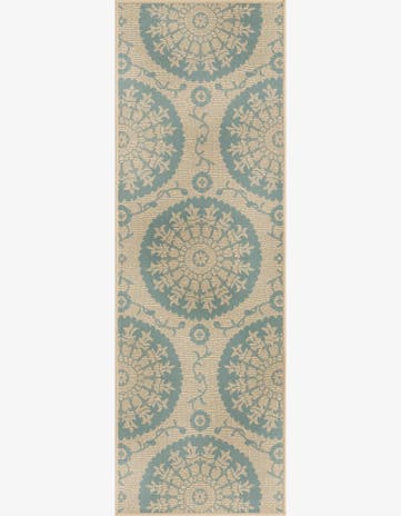 Aqua Easy-Clean Botanical Indoor / Outdoor Runner Rug