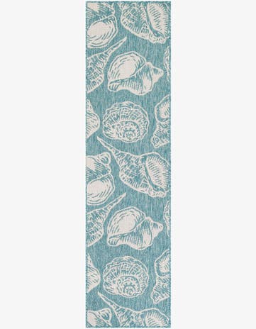 Aqua Easy-Clean Coastal Indoor / Outdoor Runner Rug