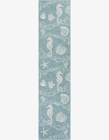 2' 7 x 12' Easy-Clean Coastal Indoor / Outdoor Runner Rug
