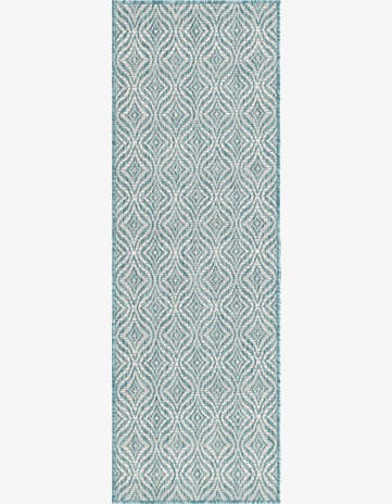 Aqua Easy-Clean Lattice Indoor / Outdoor Runner Rug