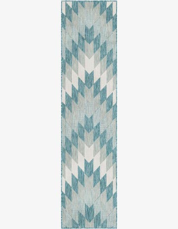 Aqua Easy-Clean Modern Indoor / Outdoor Runner Rug