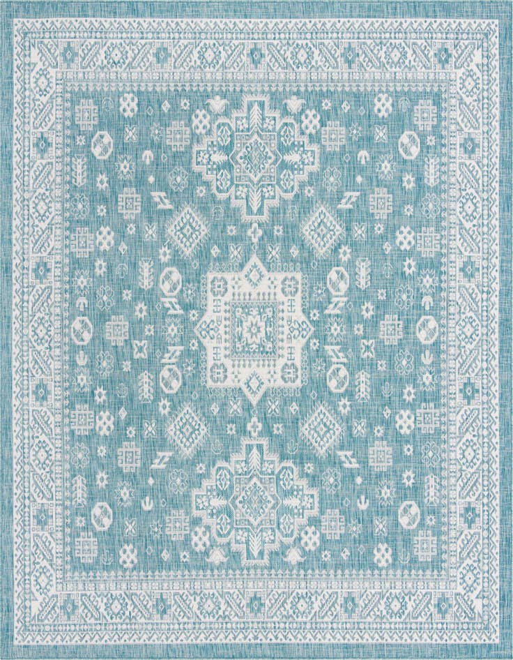 Detail image of 10' x 10' Easy-Clean Aztec Indoor / Outdoor Square Rug