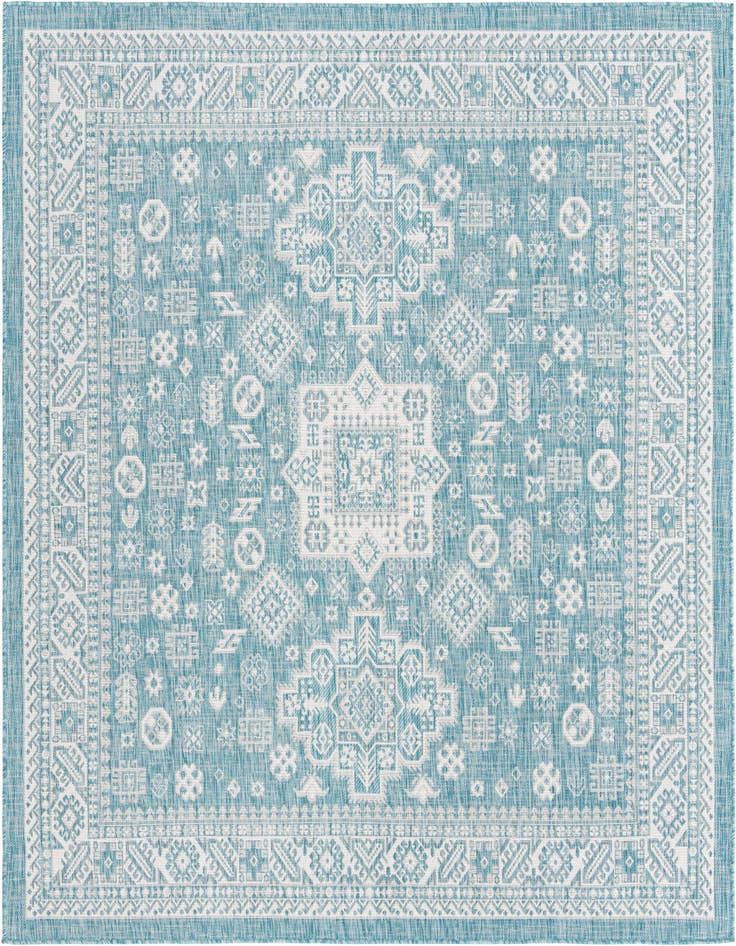 Detail image of 7' 10 x 7' 10 Easy-Clean Aztec Indoor / Outdoor Square Rug