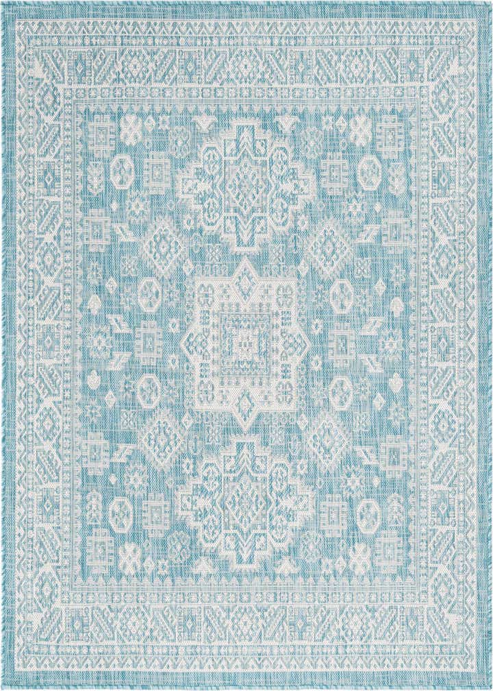 5' 3 x 5' 3 Easy-Clean Aztec Indoor / Outdoor Square Rug