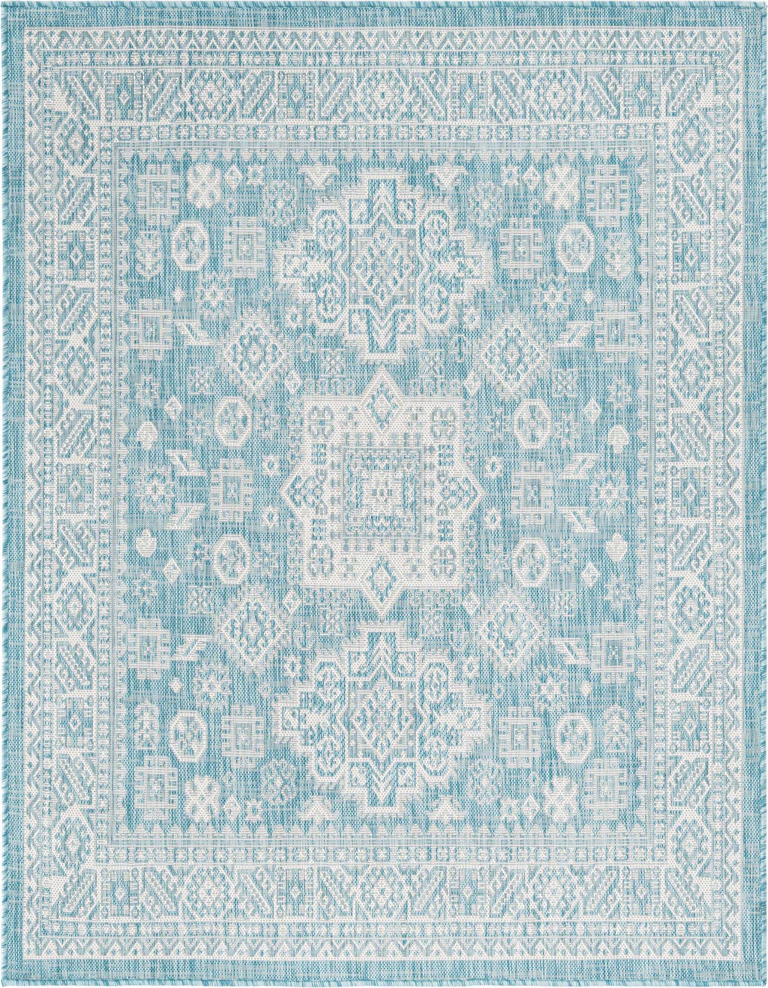 5' 3 x 5' 3 Easy-Clean Aztec Indoor / Outdoor Square Rug
