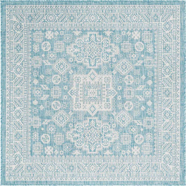 5' 3 x 5' 3 Easy-Clean Aztec Indoor / Outdoor Square Rug