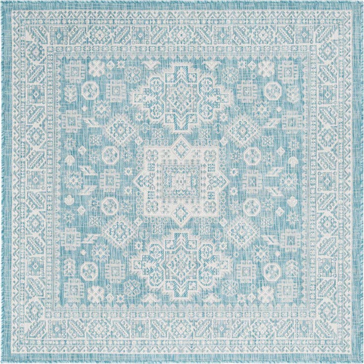 Detail image of 5' 3 x 5' 3 Easy-Clean Aztec Indoor / Outdoor Square Rug