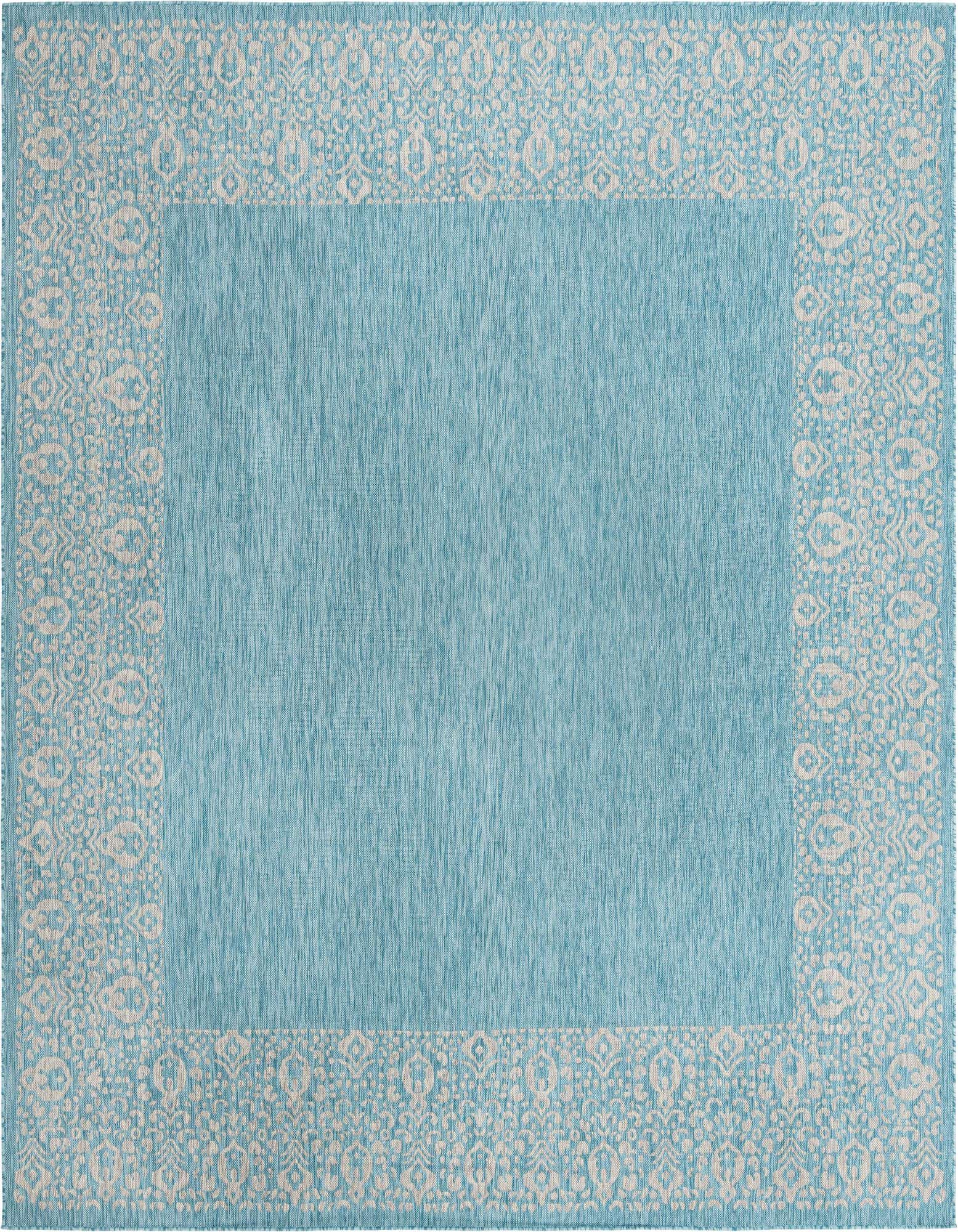 10' 8 x 10' 8 Easy-Clean Border Indoor / Outdoor Square Rug