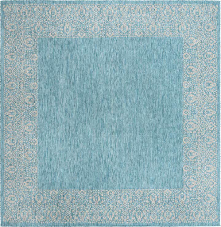 10' 8 x 10' 8 Easy-Clean Border Indoor / Outdoor Square Rug