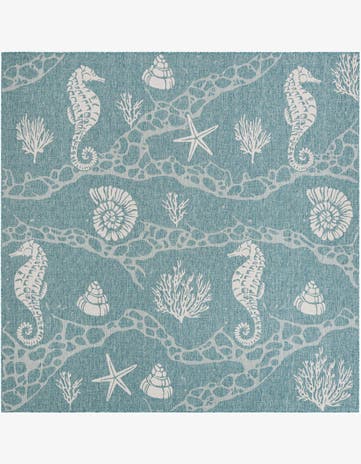 10' x 10' Easy-Clean Coastal Indoor / Outdoor Square Rug