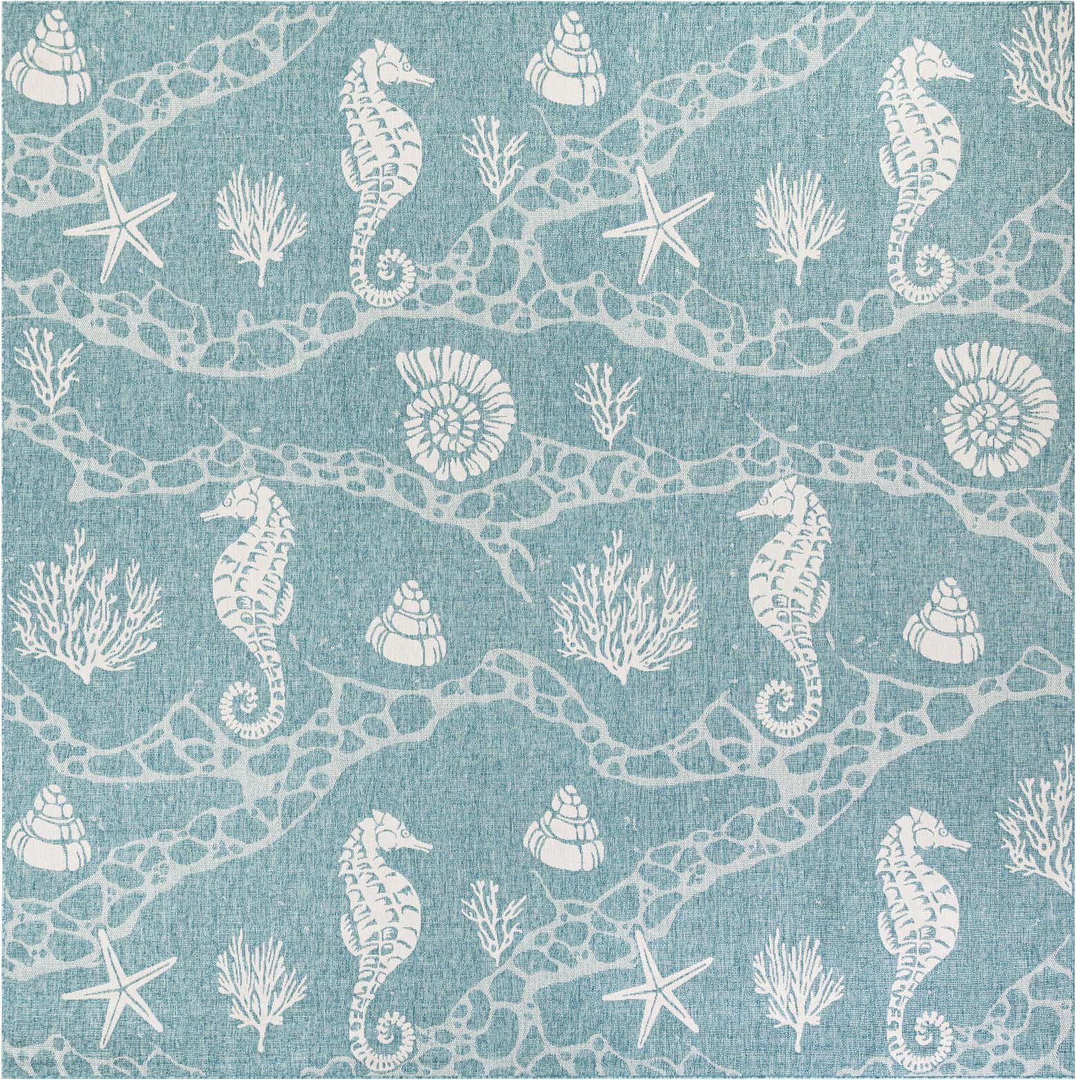 12' x 12' Easy-Clean Coastal Indoor / Outdoor Square Rug