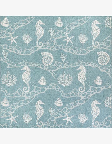 12' x 12' Easy-Clean Coastal Indoor / Outdoor Square Rug