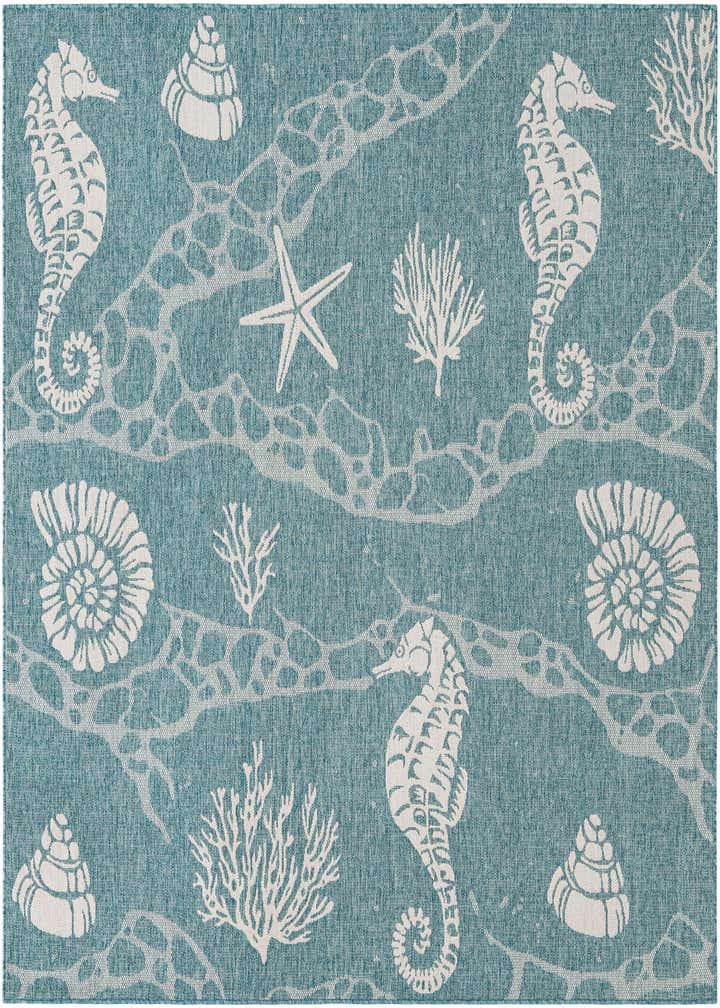7' 10 x 7' 10 Easy-Clean Coastal Indoor / Outdoor Square Rug