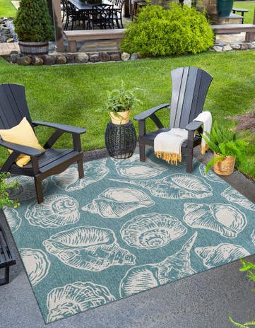12' x 12' Easy-Clean Coastal Indoor / Outdoor Square Rug