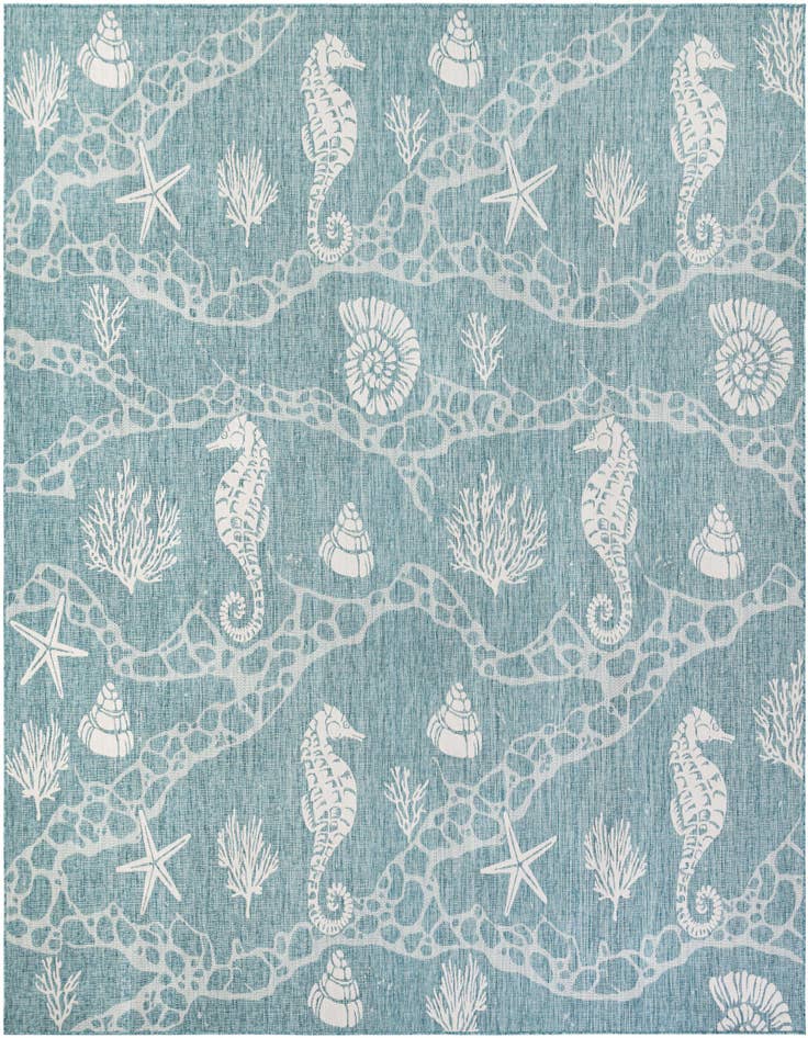 Detail image of 13' x 13' Easy-Clean Coastal Indoor / Outdoor Square Rug