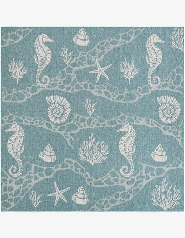 10' x 10' Easy-Clean Coastal Indoor / Outdoor Square Rug