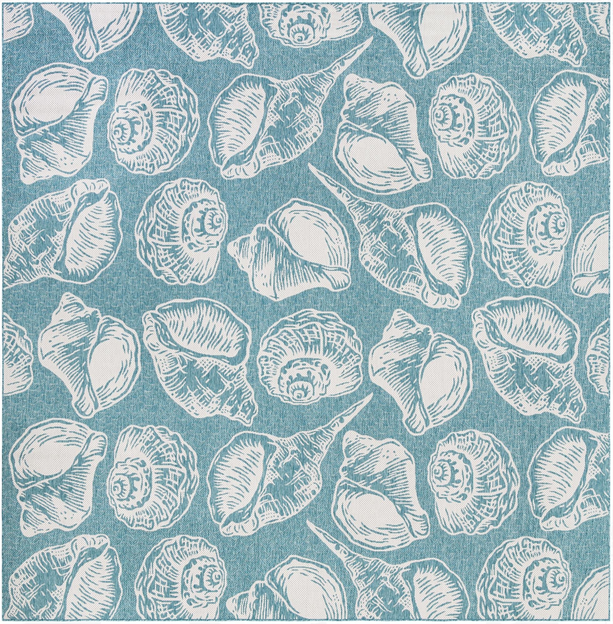 12' x 12'  Washable Coastal Indoor / Outdoor Square Rug