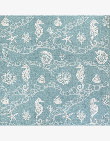 12' x 12' Easy-Clean Coastal Indoor / Outdoor Square Rug