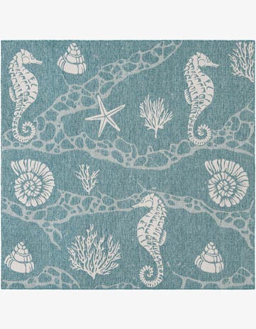 7' 10 x 7' 10 Easy-Clean Coastal Indoor / Outdoor Square Rug