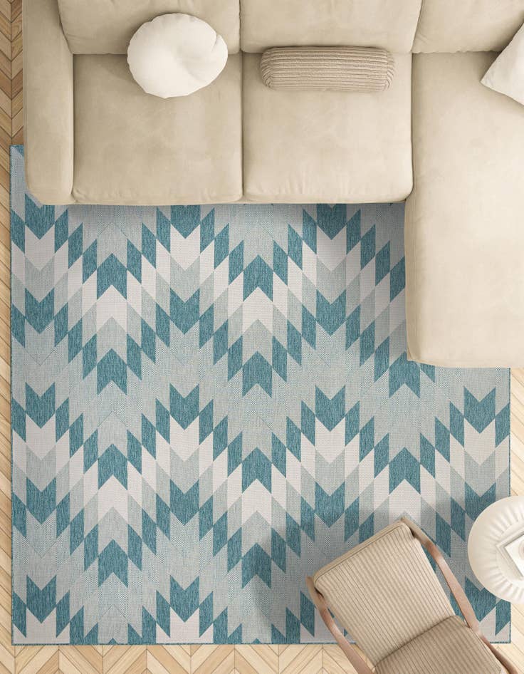 Detail image of 12' x 12'  Washable Modern Indoor / Outdoor Square Rug