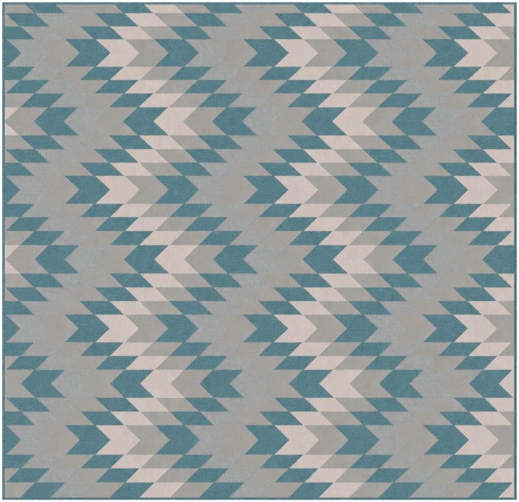 Aqua Easy-Clean Modern Indoor / Outdoor Square Rug