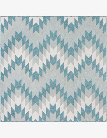 Aqua Easy-Clean Modern Indoor / Outdoor Square Rug