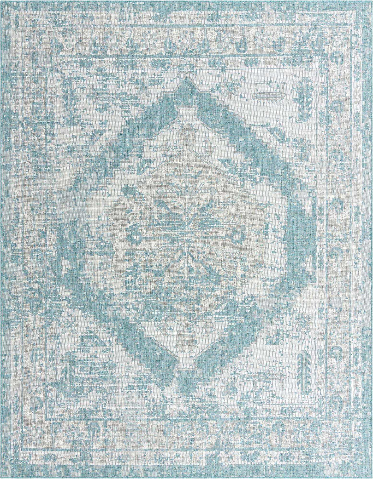 10' x 10' Easy-Clean Traditional Indoor / Outdoor Square Rug