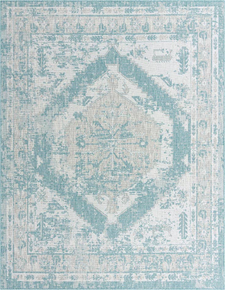 Detail image of 10' x 10' Easy-Clean Traditional Indoor / Outdoor Square Rug