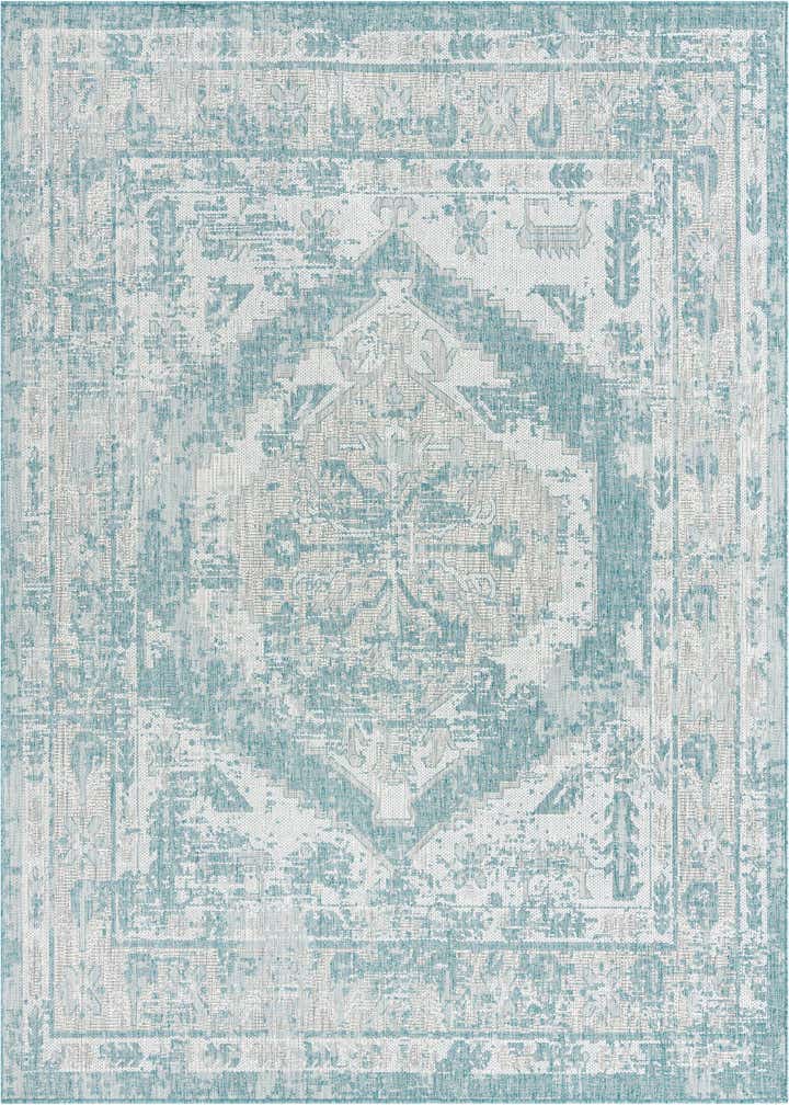7' 10 x 7' 10 Easy-Clean Traditional Indoor / Outdoor Square Rug