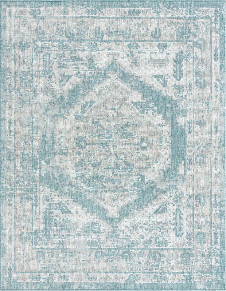 Detail image of 7' 10 x 7' 10 Easy-Clean Traditional Indoor / Outdoor Square Rug