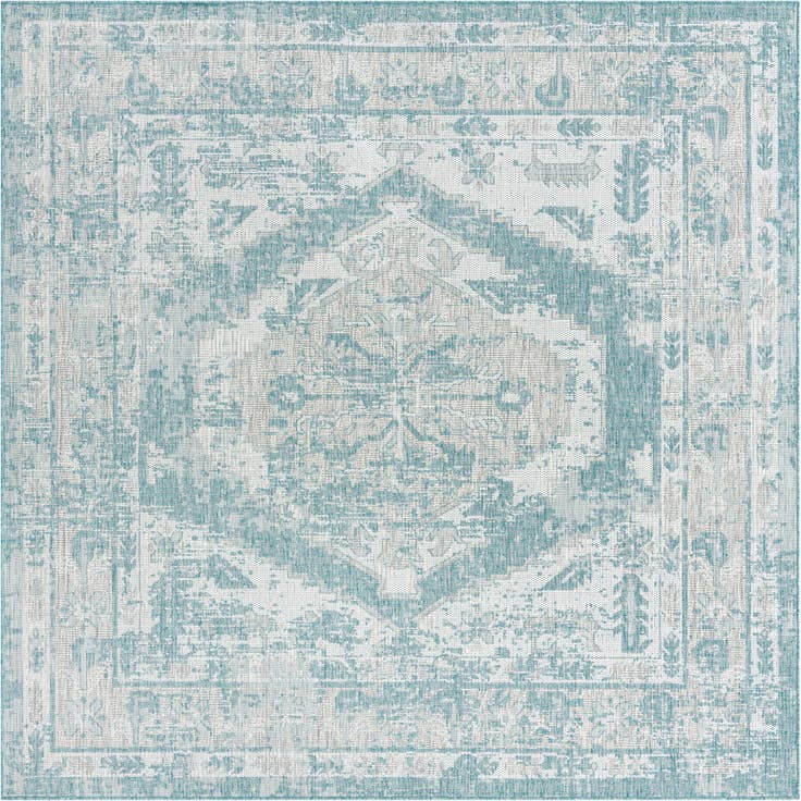 Detail image of 7' 10 x 7' 10 Easy-Clean Traditional Indoor / Outdoor Square Rug
