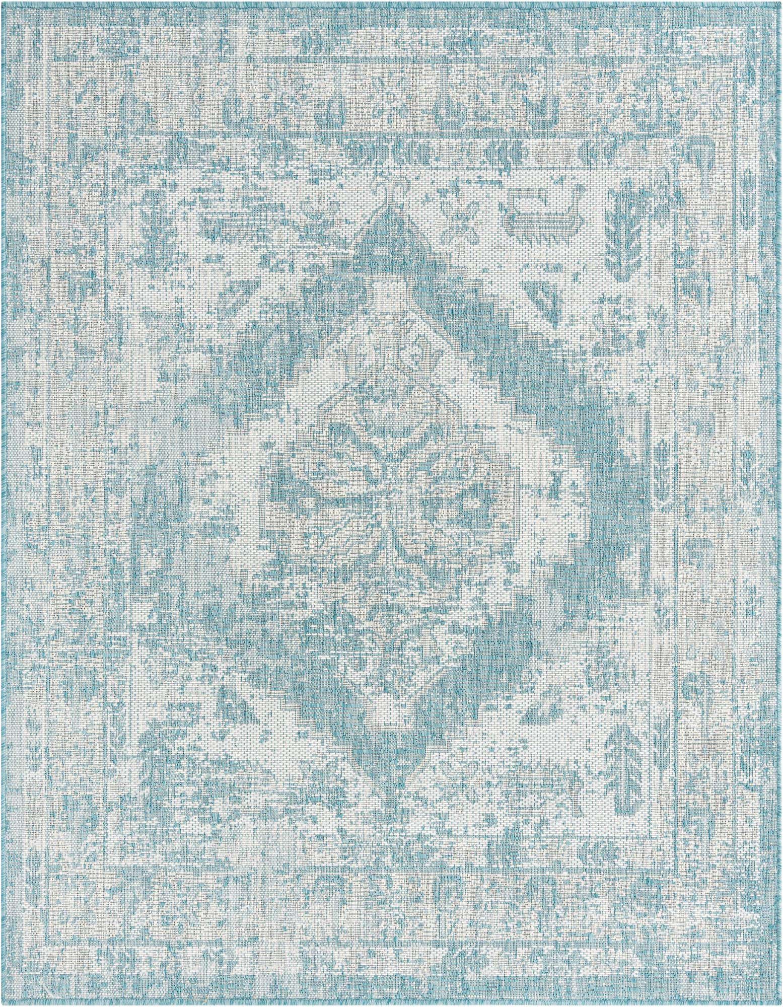 5' 3 x 5' 3 Easy-Clean Traditional Indoor / Outdoor Square Rug
