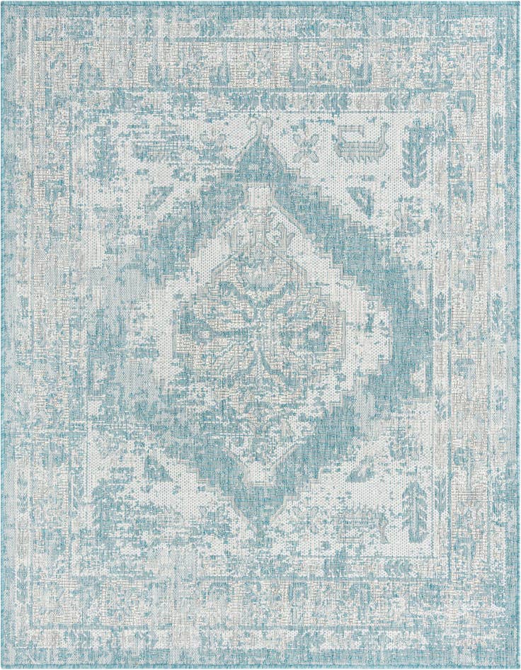 Detail image of 5' 3 x 5' 3 Easy-Clean Traditional Indoor / Outdoor Square Rug