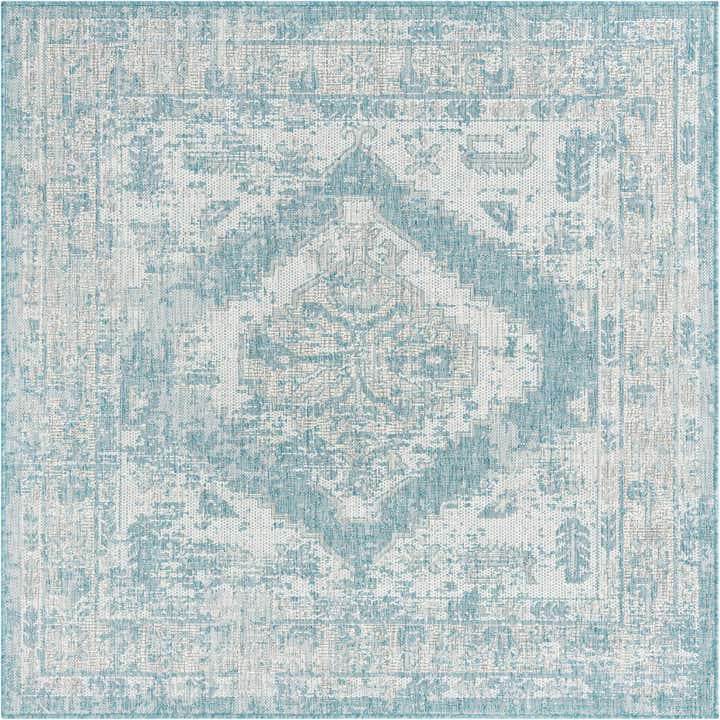 5' 3 x 5' 3 Easy-Clean Traditional Indoor / Outdoor Square Rug