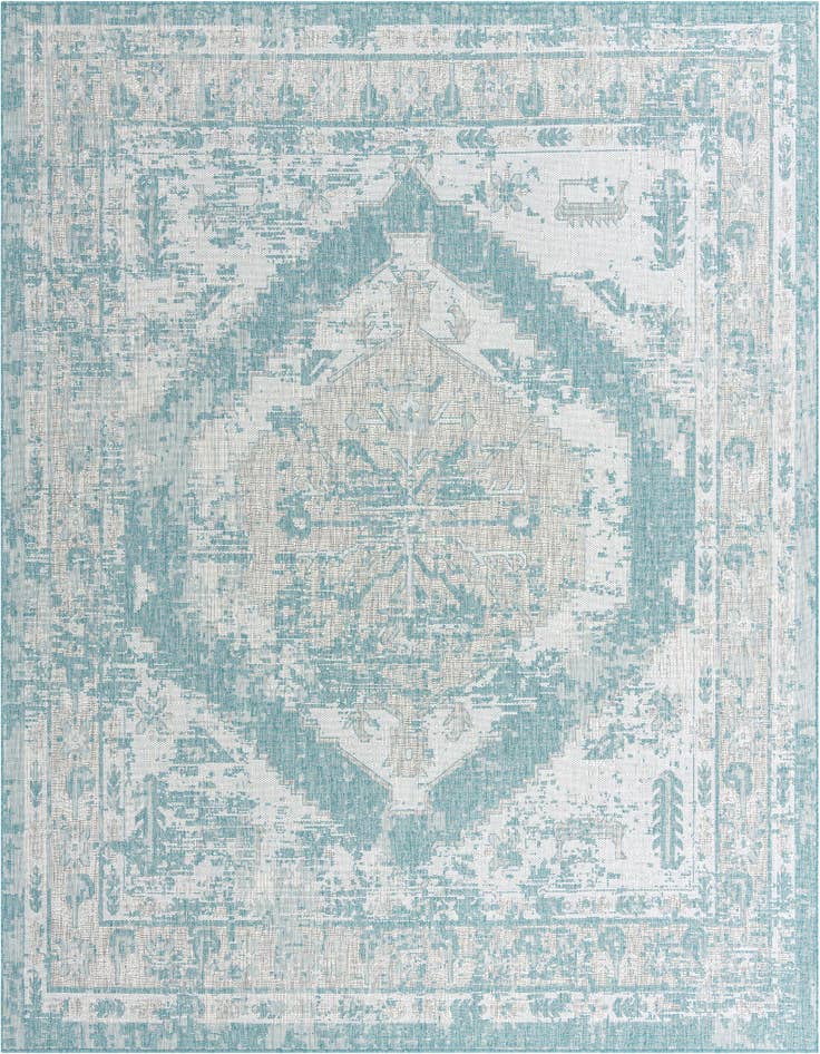 Detail image of 13' x 13' Easy-Clean Traditional Indoor / Outdoor Square Rug