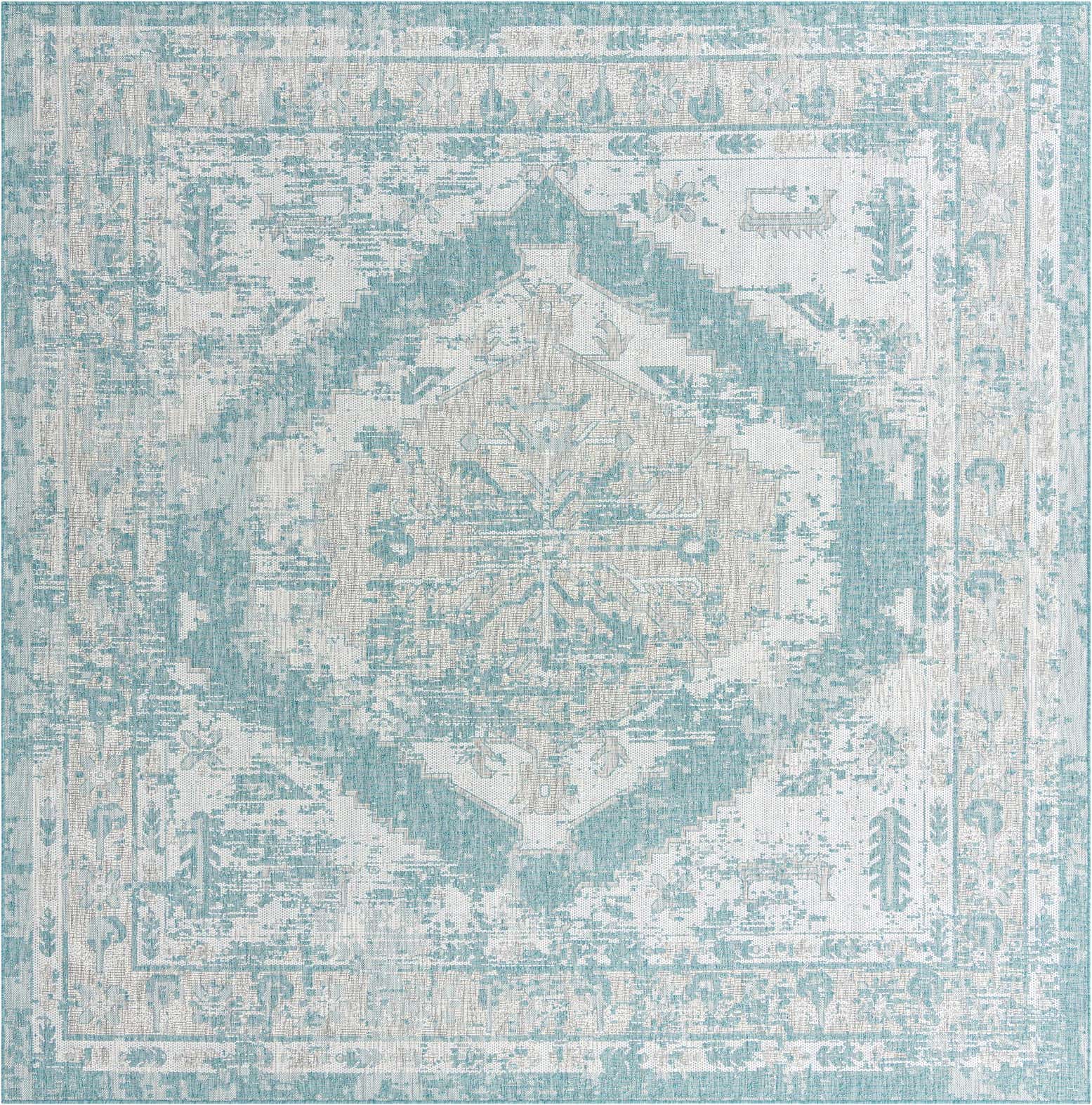 13' x 13' Easy-Clean Traditional Indoor / Outdoor Square Rug