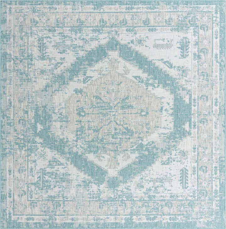 13' x 13' Easy-Clean Traditional Indoor / Outdoor Square Rug