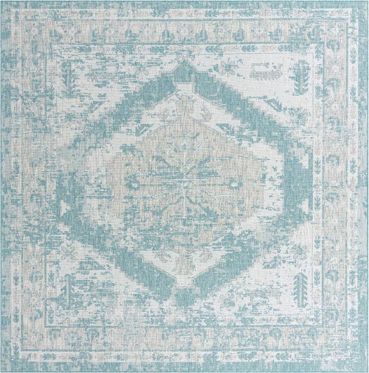 Detail image of 13' x 13' Easy-Clean Traditional Indoor / Outdoor Square Rug