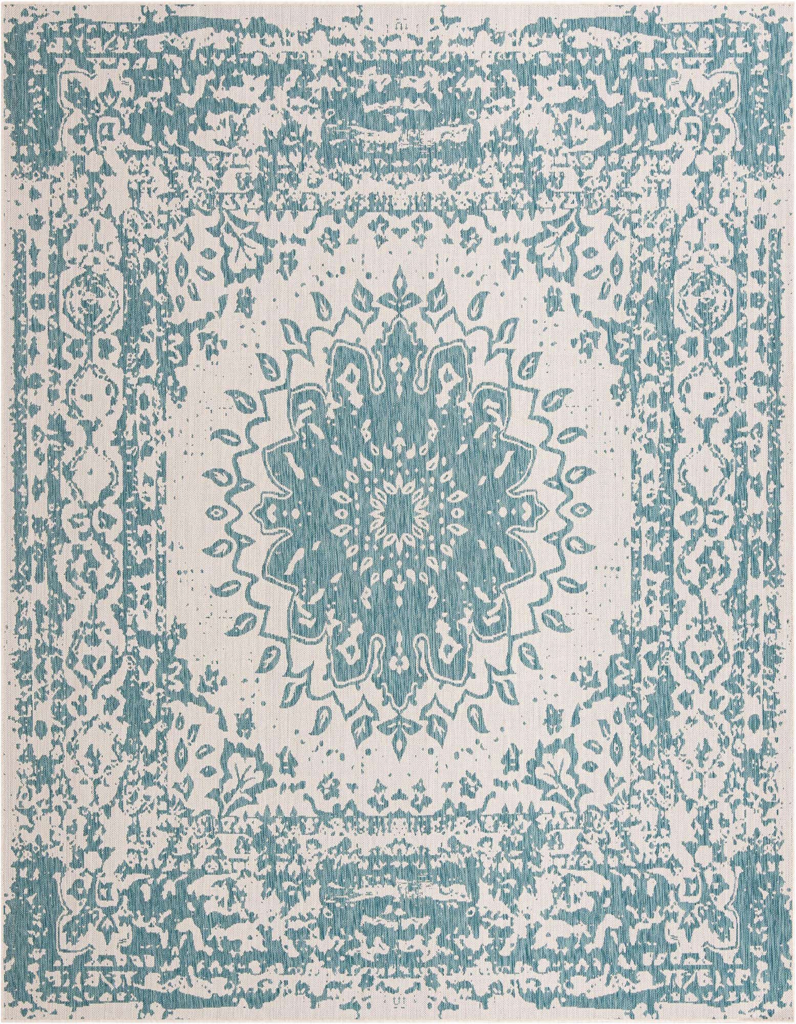 10' x 10' Easy-Clean Traditional Indoor / Outdoor Square Rug