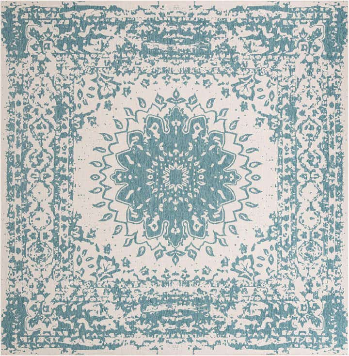 12' x 12' Easy-Clean Traditional Indoor / Outdoor Square Rug