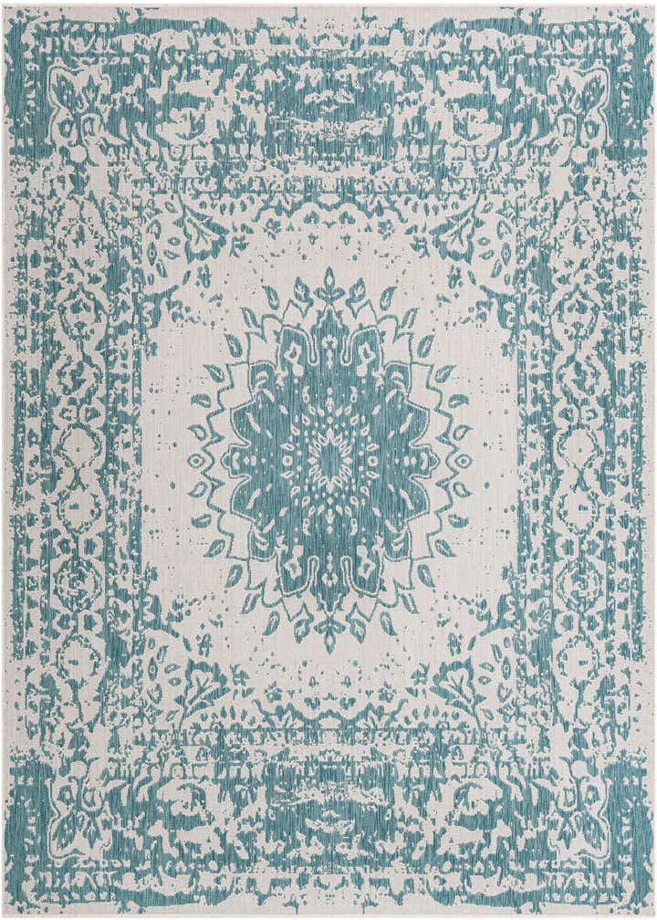 7' 10 x 7' 10 Easy-Clean Traditional Indoor / Outdoor Square Rug
