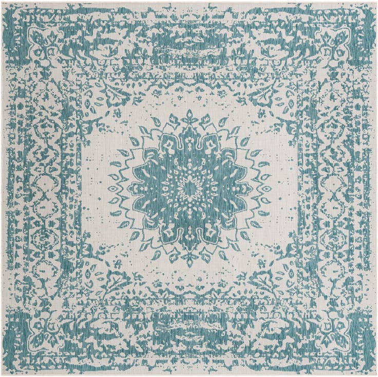 Detail image of 7' 10 x 7' 10 Easy-Clean Traditional Indoor / Outdoor Square Rug