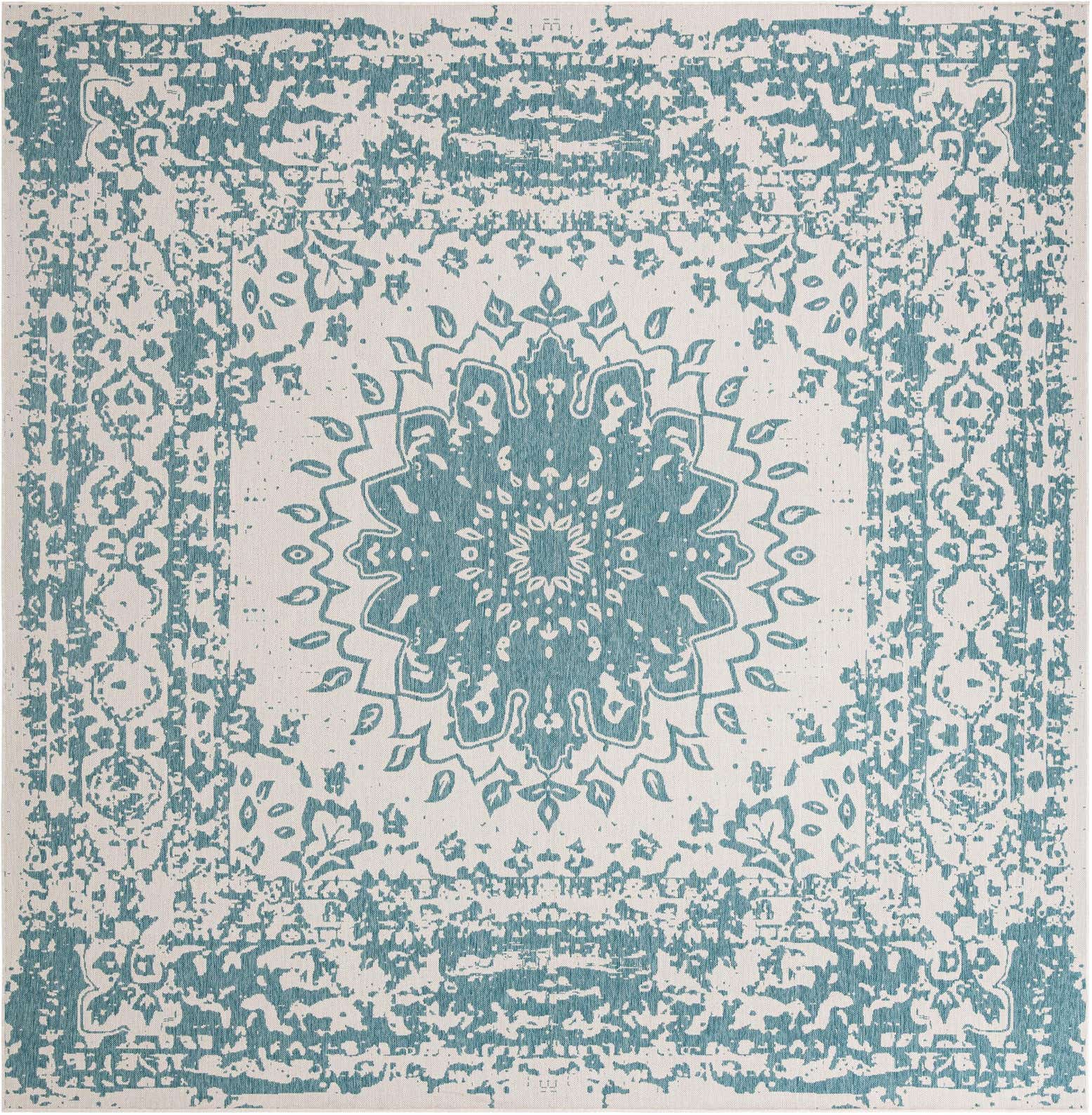 13' x 13' Easy-Clean Traditional Indoor / Outdoor Square Rug