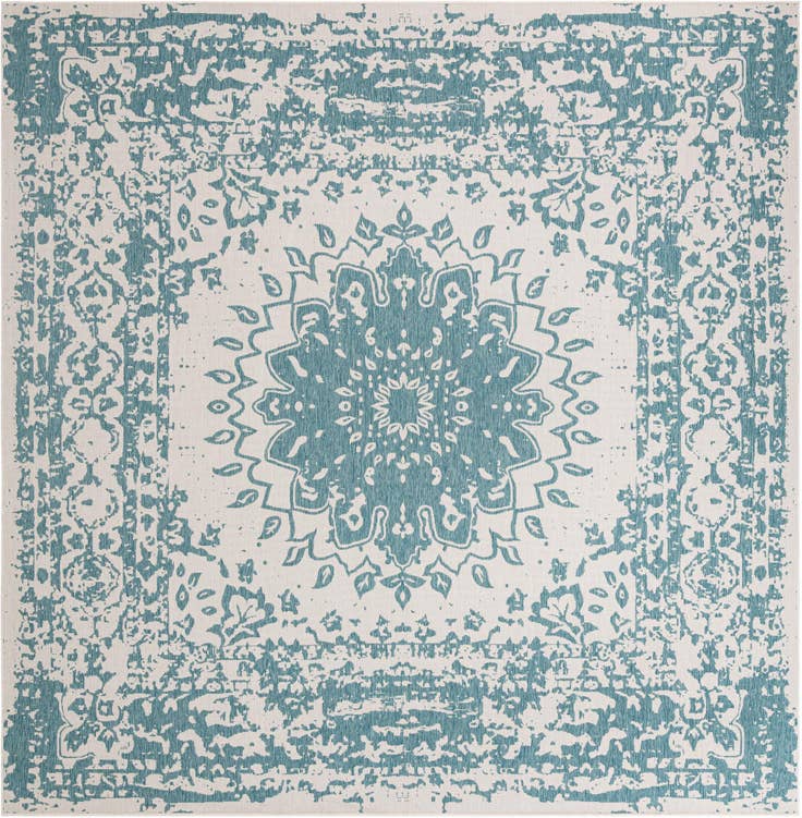 Detail image of 13' x 13' Easy-Clean Traditional Indoor / Outdoor Square Rug