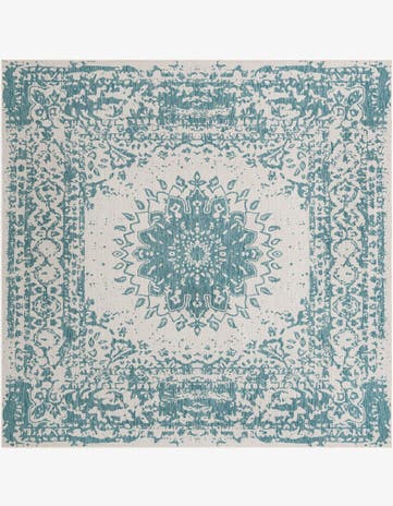 Aqua Easy-Clean Traditional Indoor / Outdoor Square Rug
