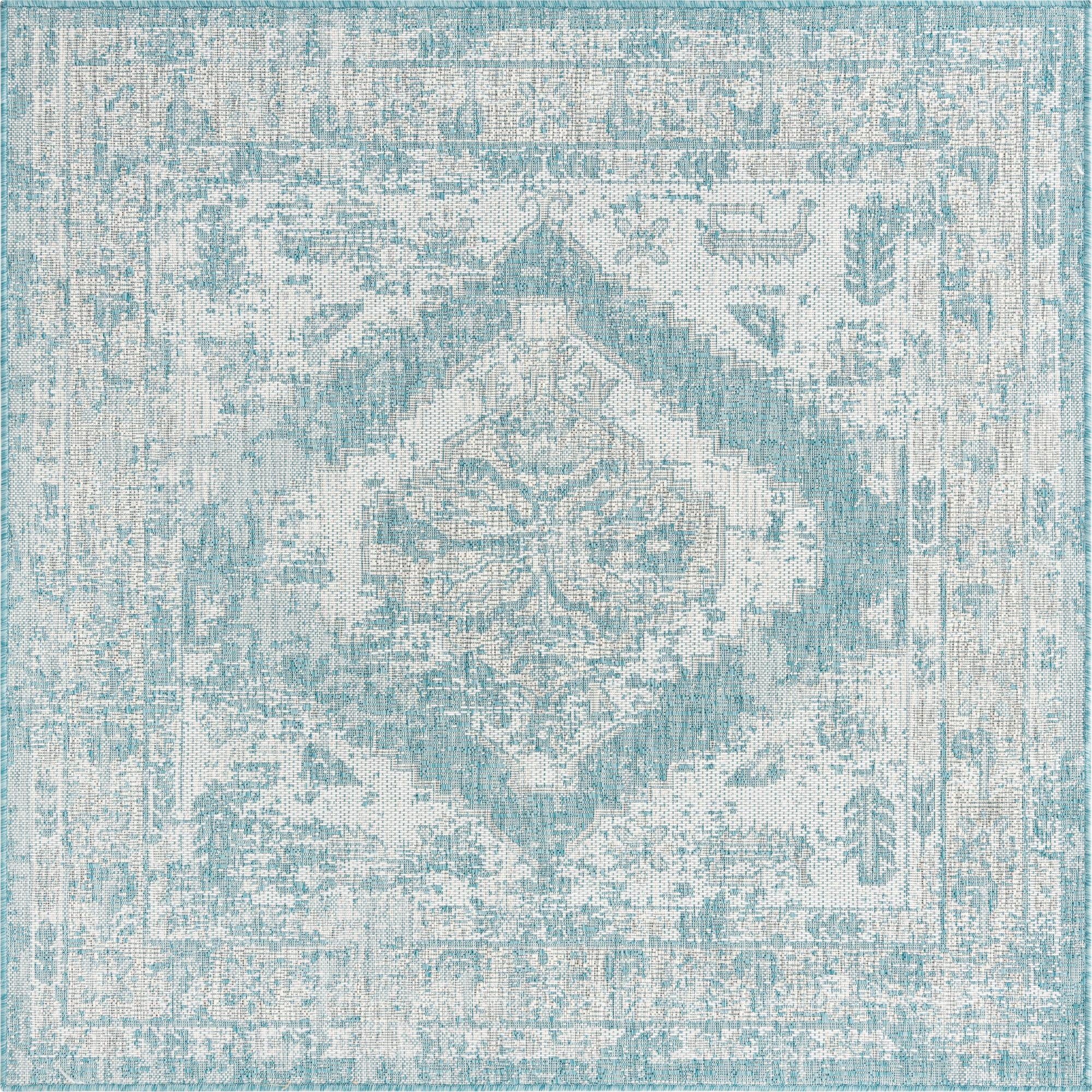 5' 3 x 5' 3  Washable Traditional Indoor / Outdoor Square Rug